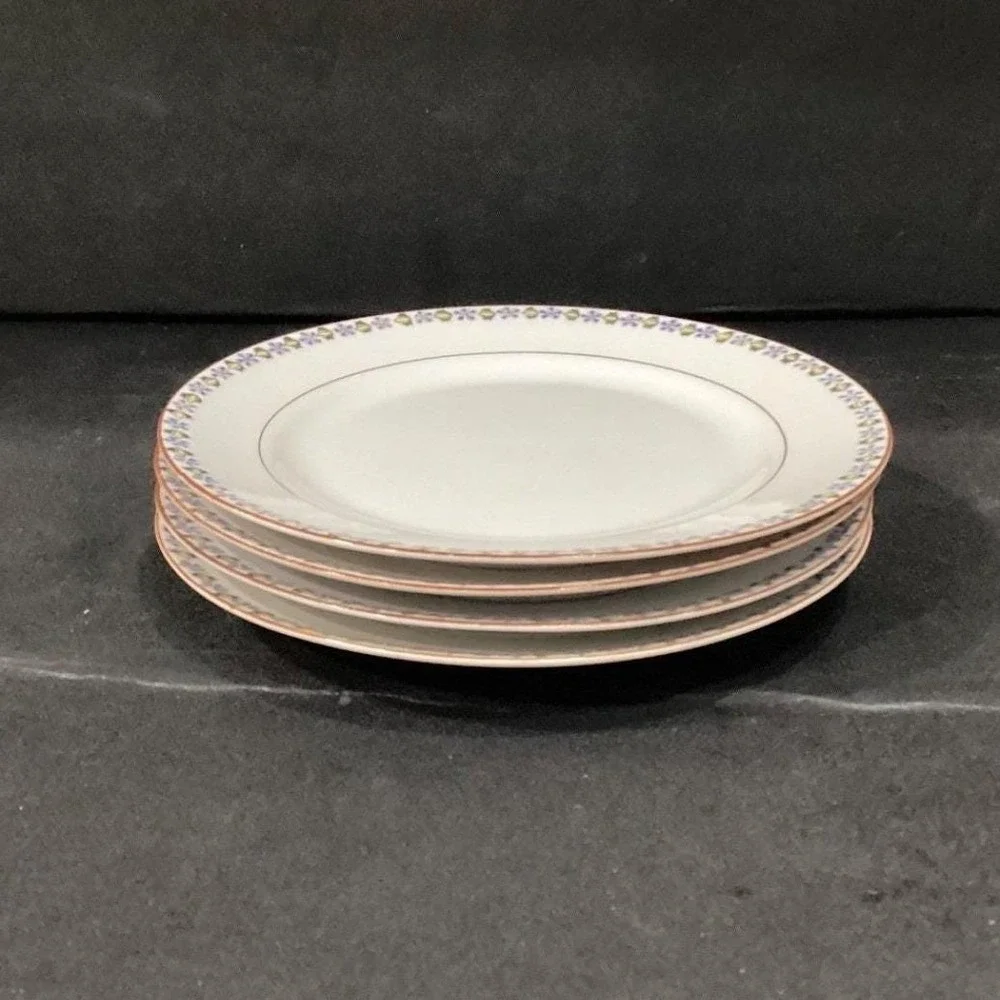Noritake China Nippon Salad Plates, Set of 4,‎ Blue Cornflowers & Green Leaves